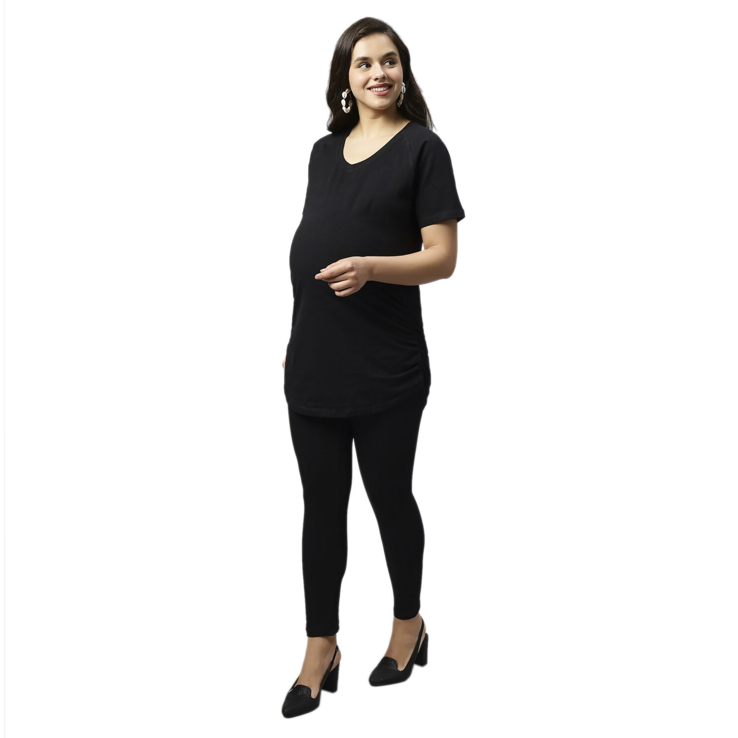 2 Piece Set of Comfortable Maternity T-Shirt and Leggings - Image 2